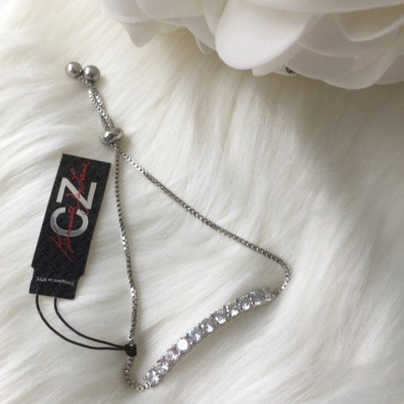 NWT CZ Kenneth Lane Silver Round Chain Bracelet - Picture 1 of 6